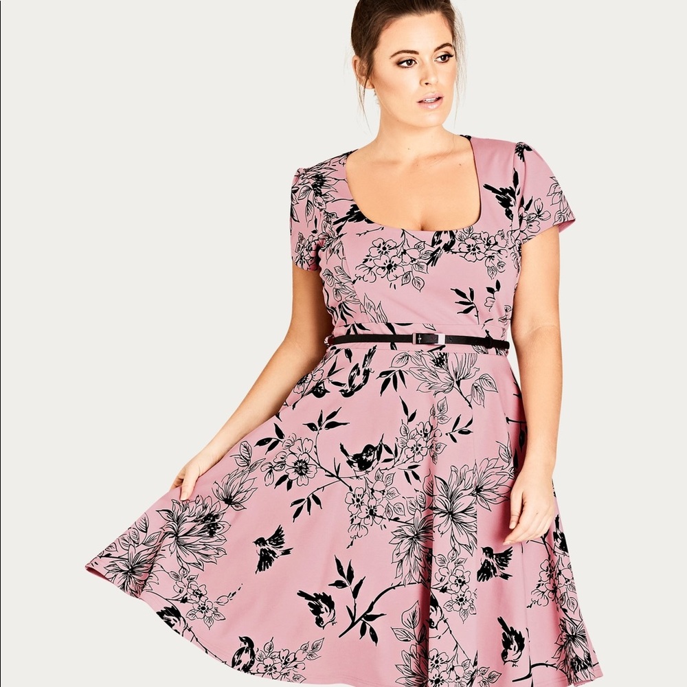 City Chic A- line belted dress , NWT